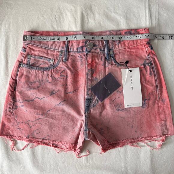 New John Elliott Brady Denim Shorts in Spin Art Women's Size 26 - Picture 9 of 9